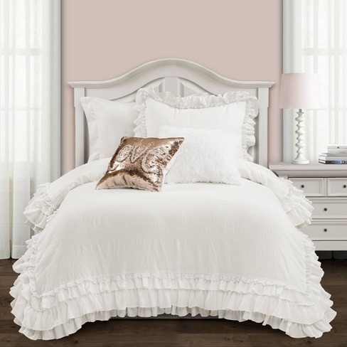 Silky Ruffle Bedding Set / Ivory White