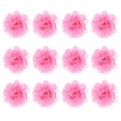 Unique Bargains Mesh Fabric Full Chiffon Flowers for DIY 12 Pcs