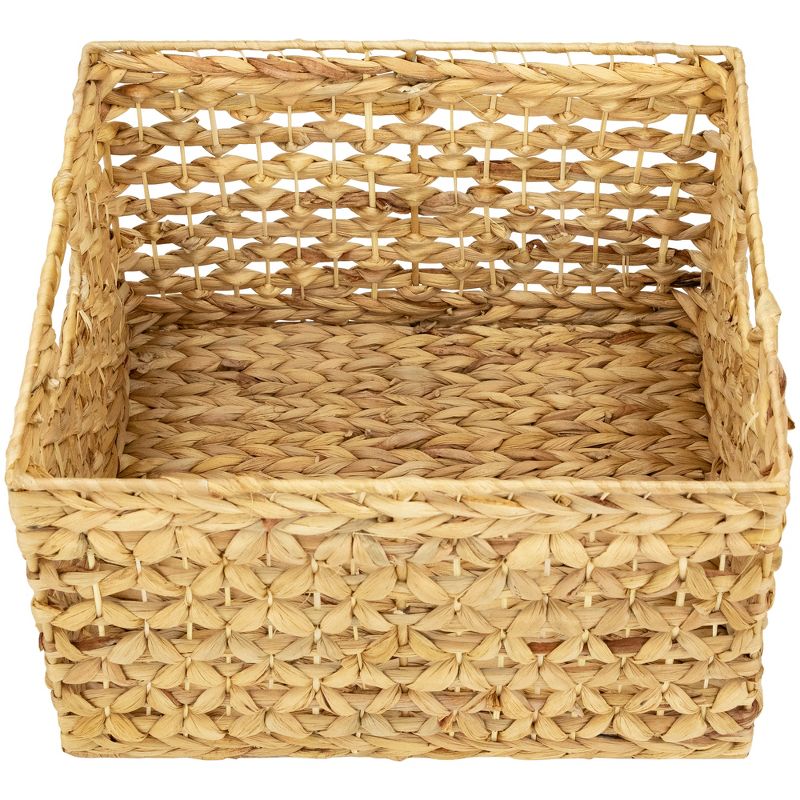 Northlight Set of 3 Diamond Weave Rectangular Water Hyacinth Baskets with Handles 17.75", 3 of 7