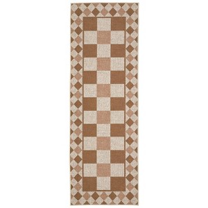 Checkerboard Rugs Easy Cleaning Easy Jute Floor Mats, Modern Geometric Indoor Outdoor Carpet, Non-Slip Foldable Accent Rug - 1 of 4