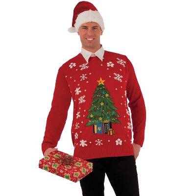 Forum Novelties Christmas Tree Sweater Adult Costume, Large, Red