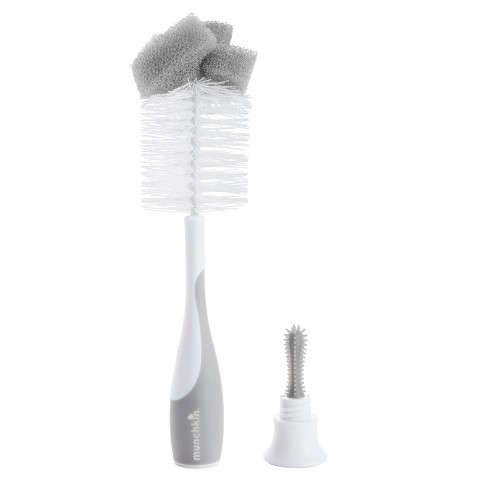 3-in-1 Bottle Cleaning Brush: Sponge, Silicone Bristles, and Nylon Bri