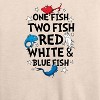 Women's - Dr. Seuss - Red, White and Blue Fish Lightweight French Terry Wide Neck Long Sleeve Shirt - 2 of 4