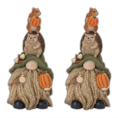 Melrose Stacking Gnome with Animals Figurine (Set of 2)