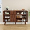 SEVOBAL 55.5" Coffee Bar 3 Drawers Pop-Up Doors Farmhouse Buffet Cabinet Large Sideboard Dining Room Kitchen Hallway, Brown, 16.53"*55.11"*33.85" - 2 of 4