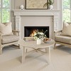 MAYEERTY 39-Inch White Round Coffee Table - Wood Tabletop & Cross Frame for Living Room & Hallway - 2 of 4
