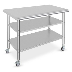 COZONY NSF Stainless Steel Table with Backsplash, Heavy Duty Commercial Kitchen Prep Table with Adjustable Under Shel - 1 of 4