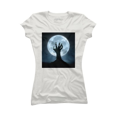 Junior's Design By Humans Halloween! Zombie Hand Reaching from Grave T-Shirt By EBCD T-Shirt