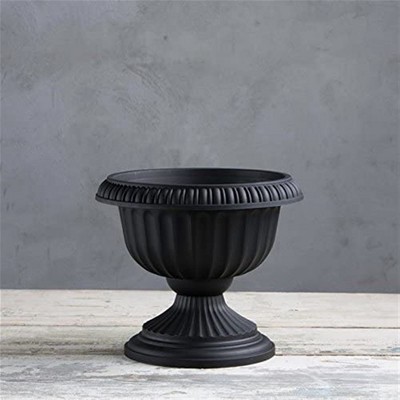 Elegant Grecian Urn Planter Duo in Classic Black, 12"