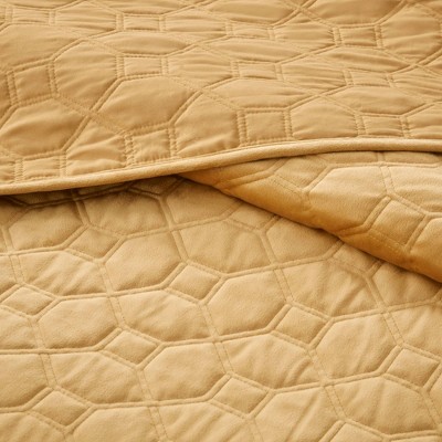 Mustard Velvet King Reversible Quilt Set