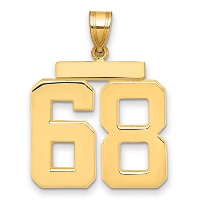 Black Bow Jewelry 14k Yellow Gold, Athletic Collection, Large Polished Number 68 Pendant