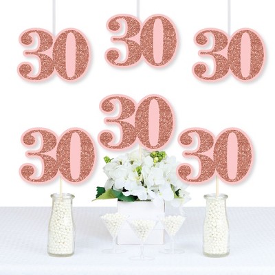 Big Dot of Happiness 30th Pink Rose Gold Birthday - Decorations DIY Happy Birthday Party Essentials - Set of 20