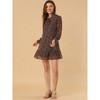 INSPIRE CHIC Women's Floral Dress Loose Chiffon Ruffle Self Tie Neck Shift Dresses - 3 of 4