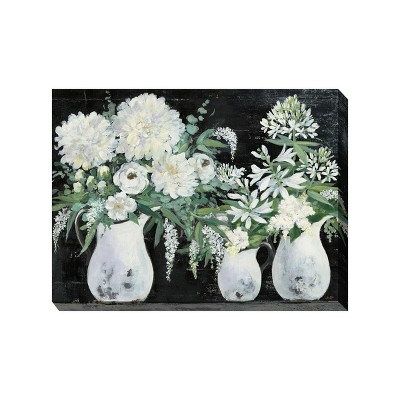 Cottage Garden West of The Wind Farmhouse Fresh Green, White, Black 40 x 30 Inch Waterproof Gallery Wrapped Canvas, Outdoor Garden, Yard, Patio All