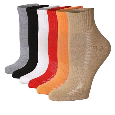 Tipi Toe Women's 6-Pairs Running & Athletic Sports Performance Everyday Basic Colors Quarter Socks