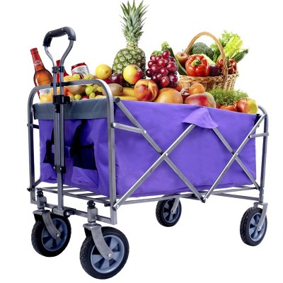 YONWAY Foldable Large Utility Shopping Wagons Carts with 4 All-Terrain Wheels 150lbs Capacity Portable for Sand,Camping Fishing,Shopping