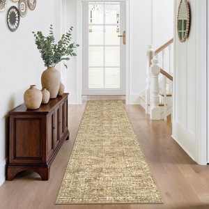 Nasitip Luxury Bohemian Area Rugs with Exotic Floral Stripes, Soft Low Pile Non Slip Living Room Carpet, Machine Washable - 1 of 4