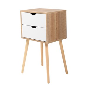 Sevobal Nightstands 2 Set Of Double Draw Nightstand With Drawers, Open Compartment, Elegant And Simple Design, White, 15.87"*11.81"*28.15" - 1 of 4