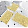 Home Mart Goods 3 Piece Set Yellow Soft Cozy Plush Chenille Bath Mat Highly Absorbent Bathroom Rug - 2 of 4