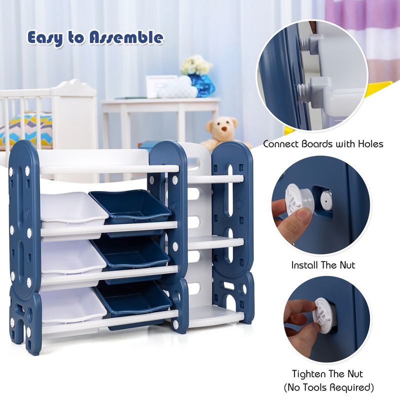 Costway Kids Toy Storage Organizer w/Bins & Multi-Layer Shelf for Bedroom Playroom Green\Blue, 5 of 11