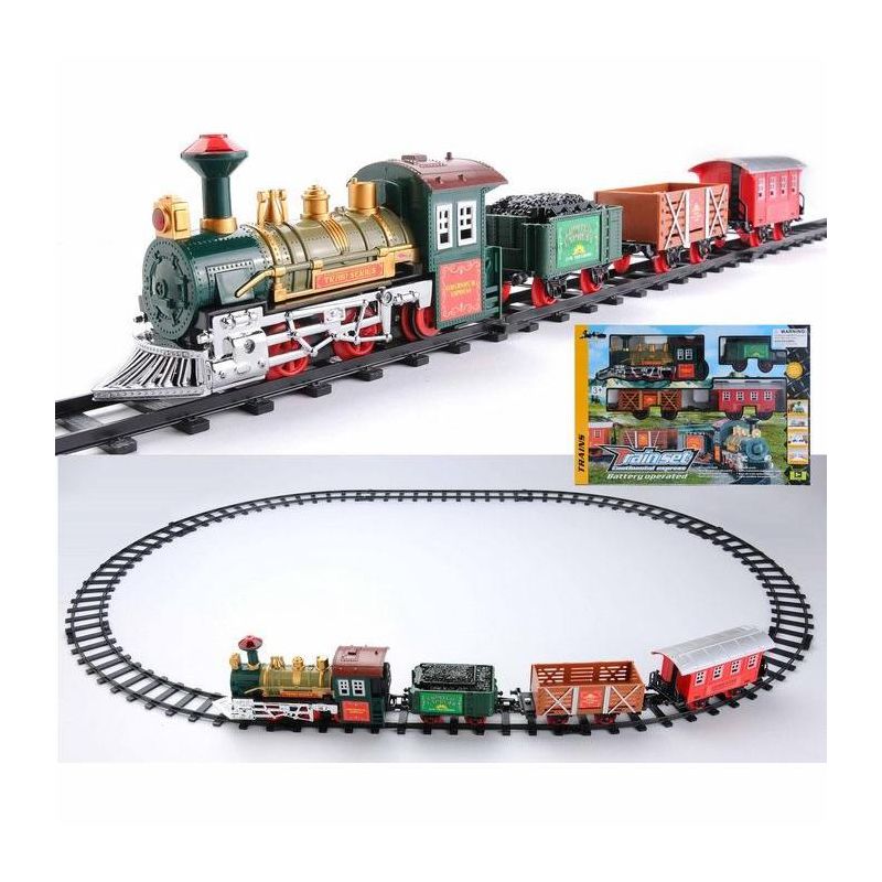 Northlight 12-Piece Battery Operated Lighted and Animated Continental Express Train Set with Sound, 4 of 5