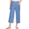 Collections Etc Side Embroidered Lace Capris Cotton Pants - 4 of 4