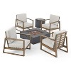 GDFStudio Lafayette Outdoor Acacia Wood 5 Piece Club Chair and Fire Pit Set with Cushions - 2 of 4