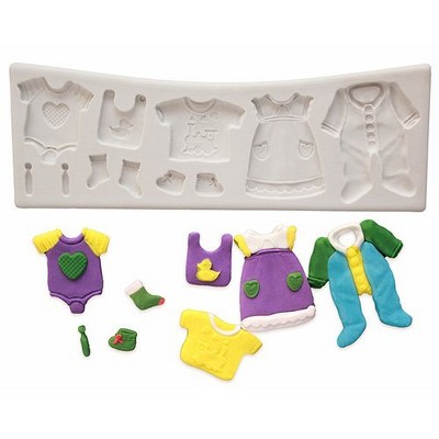 O'Creme Baby Clothes Silicone Fondant Mold - 7" x 2" - White