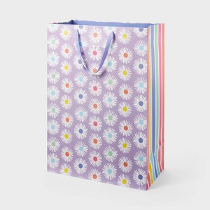 Purple Daisies Gift Bag - Spritz™: Large Birthday Gift Bag, Botanical Floral Design, FSC Certified Paper - 1 of 3