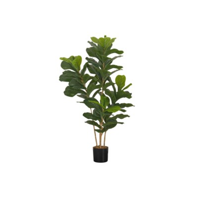 Maggift Artificial Plant Fiddle Tree Indoor Faux Fake Floor Greenery Potted Real Touch Decorative Green Leaves Black Pot, Green, 25.5"*19.75"*41.25"