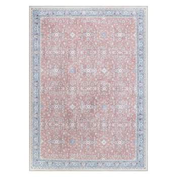 World Rug Gallery Transitional Bordered Floral Machine Washable Area Rug