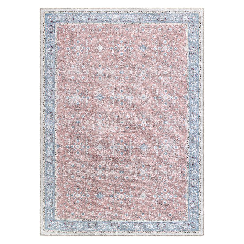 World Rug Gallery Transitional Bordered Floral Machine Washable Area Rug, 1 of 13