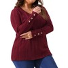 Agnes Orinda Women's Plus Size Long Sleeve V-Neck Decorative Buttons Soft Stretch Knit Blouses - 2 of 4