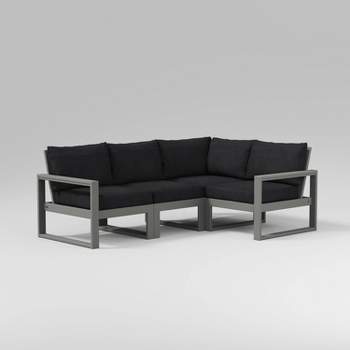 POLYWOOD 4pc EDGE Modular Deep Seating Outdoor Patio Sectional Sofa Furniture Set
