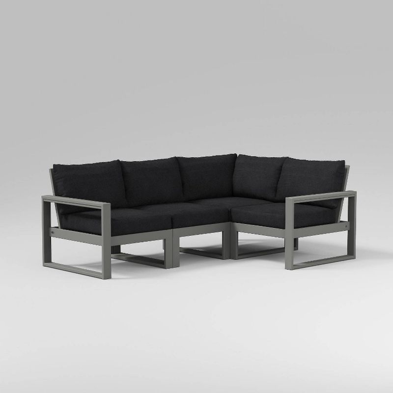 POLYWOOD 4pc EDGE Modular Deep Seating Outdoor Patio Sectional Sofa Furniture Set, 1 of 4