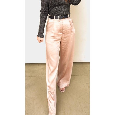 Women's Satin Elastic Waist Trouser - SKIES ARE BLUE