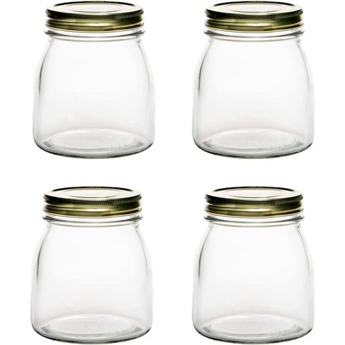 Amici Home Cantania Canning Jar, Airtight, Italian Made Food Storage Jar  Clear With Golden Lid, 4-piece,27-ounce : Target