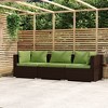 vidaXL Brown Patio Furniture - Green Cushion - 3 Seats - 2 of 4