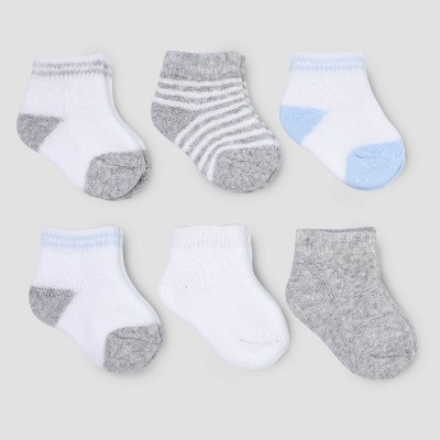 Carter's Just One You® Baby Boys' 6pk Basic Terry Ankle Socks - Gray/Blue/White 0-3M