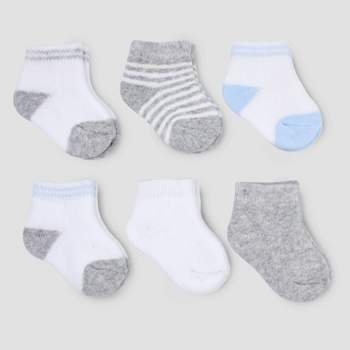 Carter's Just One You® Baby Boys' 6pk Basic Terry Ankle Socks - Gray/Blue/White