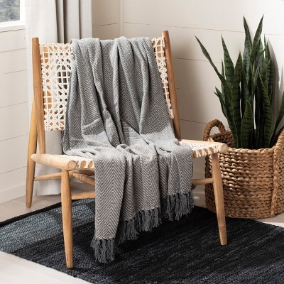 Sleek Contemporary Knitted Cotton Throw - Grey 50" x 70"