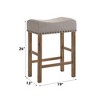 26" Linen & Wood Backless Armless Counter Height Stool (Set of 2) with Nailhead Trim and Wood Legs for Kitchen Island or Dining Area - 3 of 4