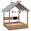VYNXARIA Wooden Sandbox with Canopy House Design for 3-7 Years Old, Brown - 2 of 4