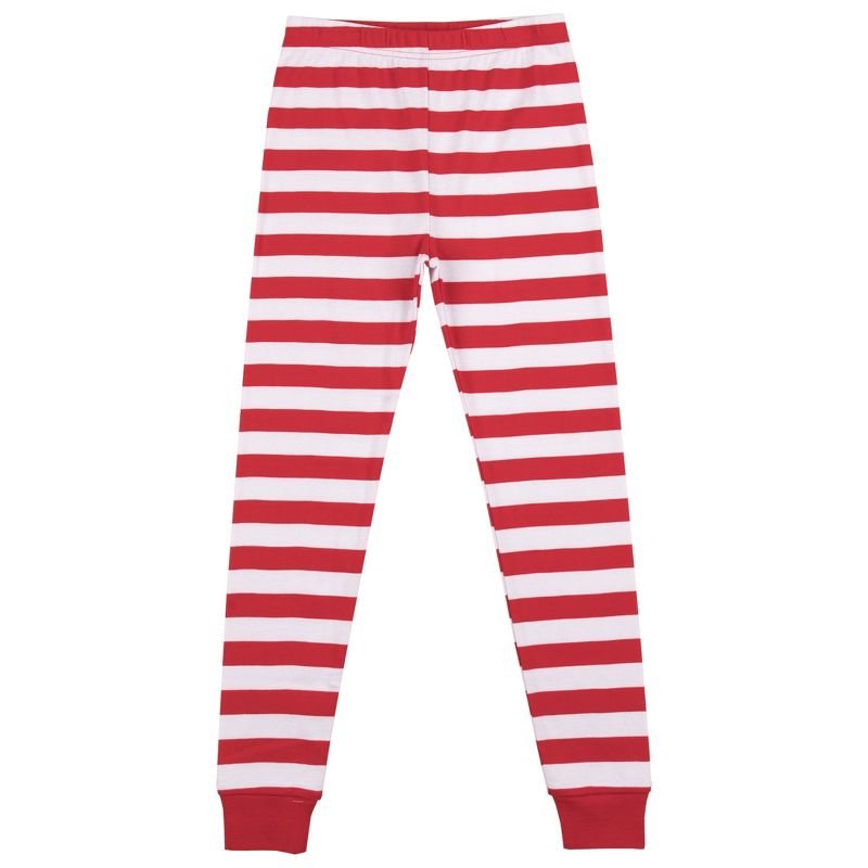 Sweet But Strong Youth Girls Red & White Striped Long Sleeve Shirt & Sleep Pants Set, 4 of 5