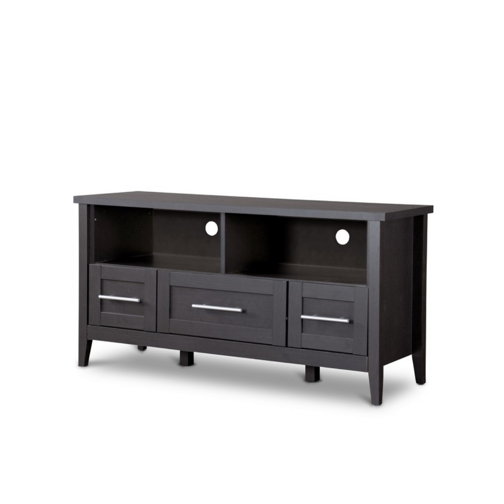 Photos - Mount/Stand Espresso Finished 3 Drawers TV Stand for TVs up to 47" Dark Brown - Baxton