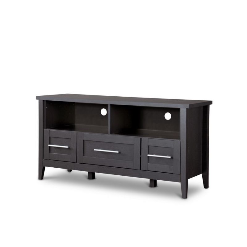 Espresso Finished 3 Drawers TV Stand for TVs up to 47&#34; Dark Brown - Baxton Studio, 1 of 7