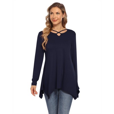 Ladies Tunic Tops Long Sleeve Swing Top Casual V Neck Blouses Flowy Fall Shirts for Leggings