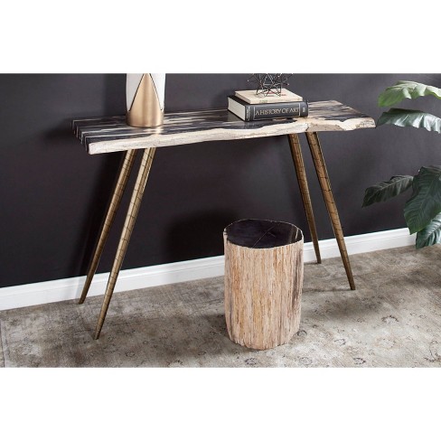 Contemporary Petrified Wood Console, Petrified Wood Sofa Table