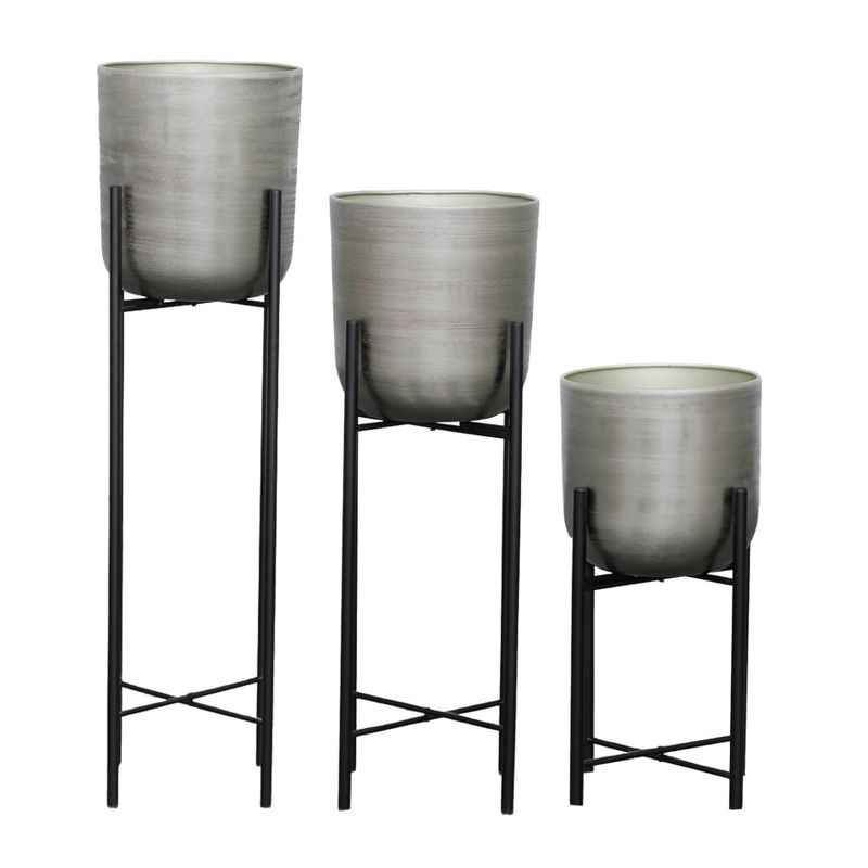 Set of 3 Metal Planters on Stand - Sagebrook Home, 1 of 12