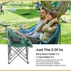 Arrowhead Outdoor Portable Folding Double Duo Camping Chair Loveseat Couch w/ 2 Cup & Wine Glass Holder, Supports up to 500lbs (Forest Green) - 3 of 4